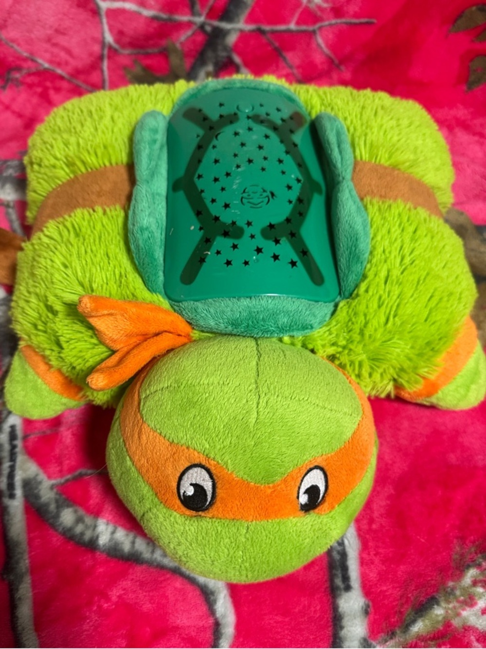 Green and Orange Plush Turtle Night Light for Reptile Habitats